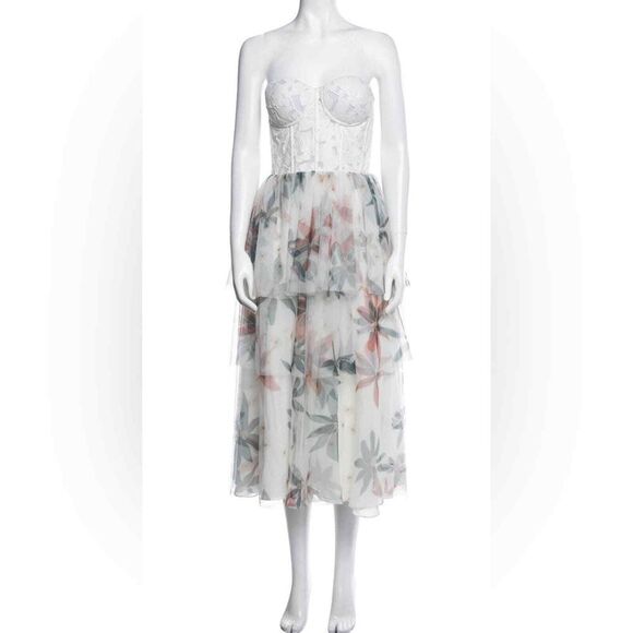 Andres Otalora - Annis Tull Floral MIDI Dress - SS2018 Collection - Size 6 - NWT